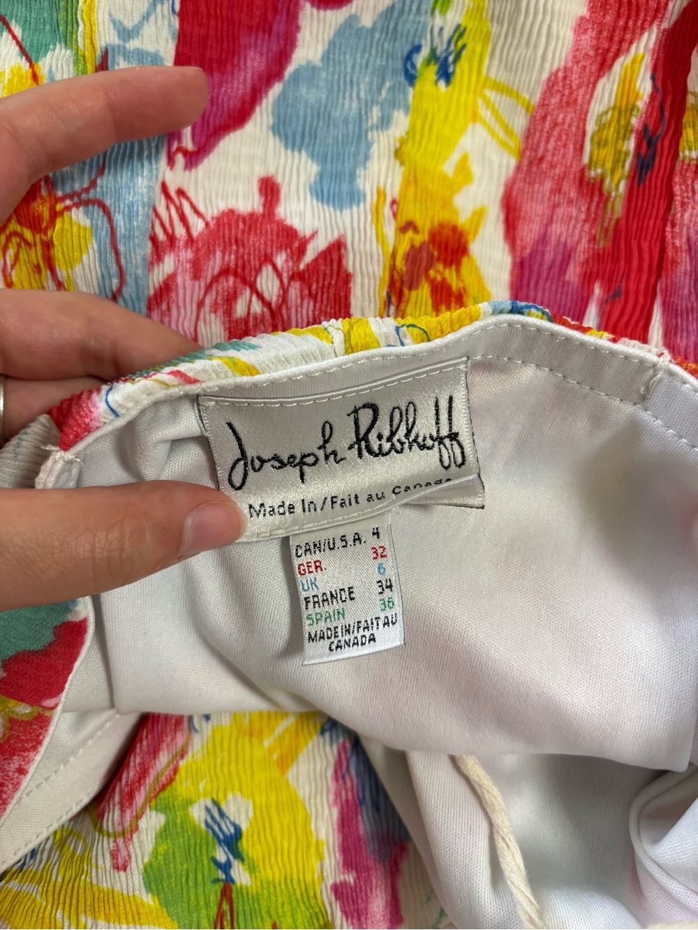 Joseph Ribkoff Floral Circle Skirt in Pink, Yellow & Blue - Picture 4 of 4